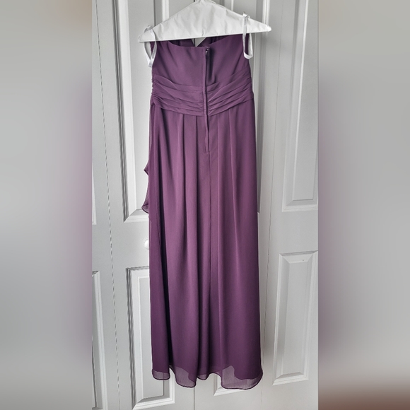 David's Bridal long strapless plum dress - Picture 3 of 8